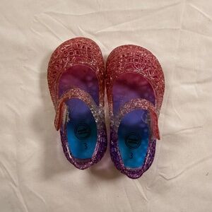 Wonder Nation Baby Girl Pink Purple Ombre Glitter Jelly Mary Jane Shoes Size 3